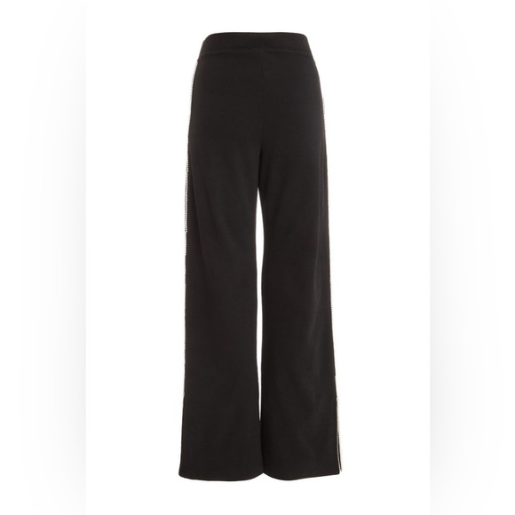 Petite Black Embellished Trim Palazzo Trousers - Picture 2 of 3